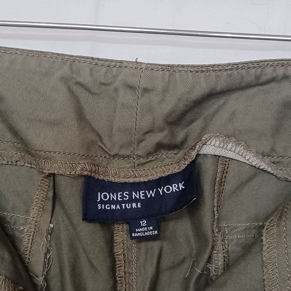 Jones New York Signature Women’s 12 Green Cargo Straight‑Leg Twill Cotton Pants - Picture 6 of 14